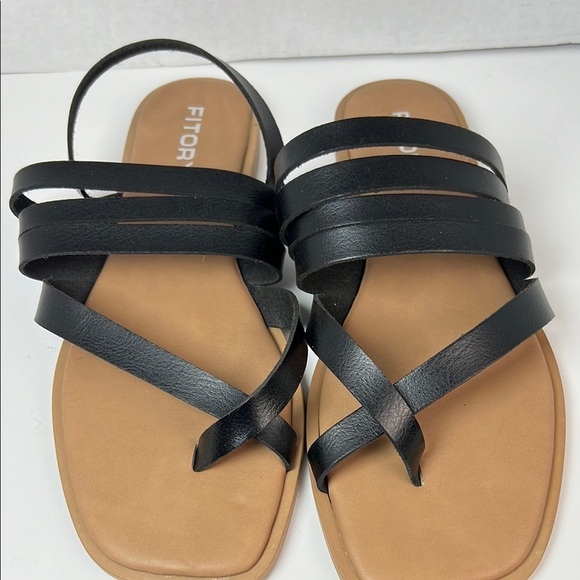 Black and Tan Minimalist Strappy Sandals-New-Size 11 - Picture 3 of 6